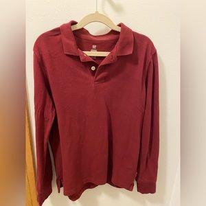 Boys Maroon Long Sleeve Polo.